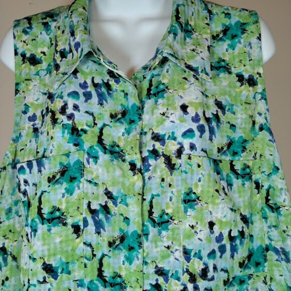 Kim Rogers Sleeveless Button Up Top - Size 2X - Excellent Condition - Picture 2 of 10